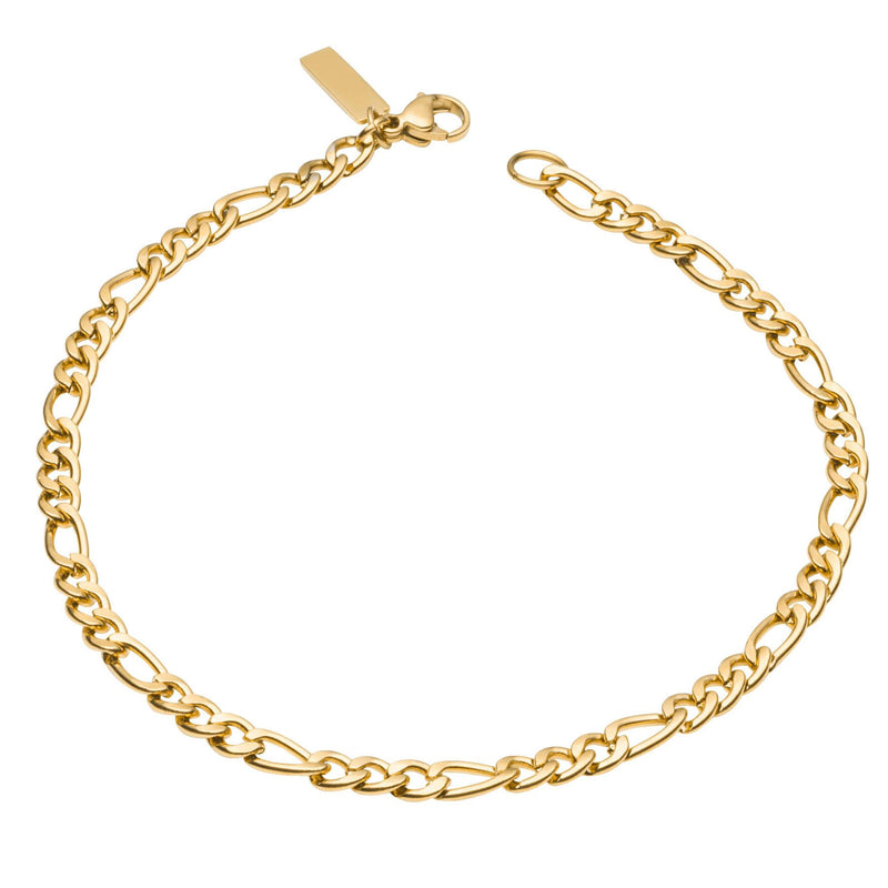 Fred Bennett Gents Stainless Steel Gold Tone Figaro Bracelet B5411