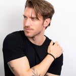 Fred Bennett Gents Black Leather 23cm Bracelet B5415