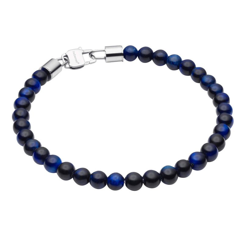 Fred Bennett Gents Blue Tiger Eye Bead Bracelet B5428L