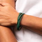 Fred Bennett Green Multi Strand Wrap Around Leather Bracelet B5429