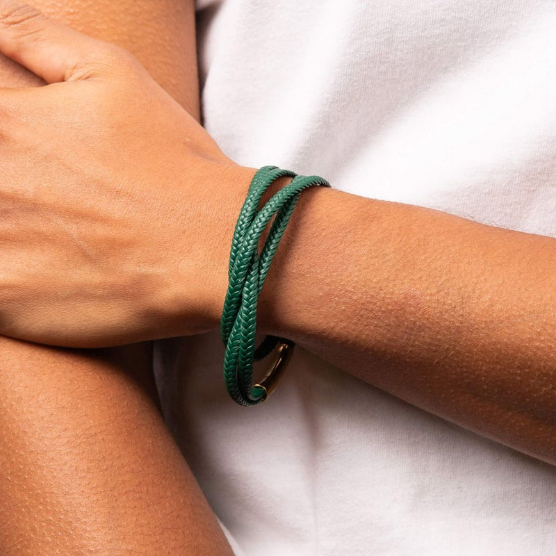 Fred Bennett Green Multi Strand Wrap Around Leather Bracelet B5429