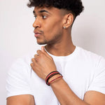 Fred Bennett Gents Red/Black Multi Strand Carnelian Bracelet B5442R