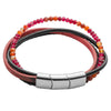 Fred Bennett Gents Red/Black Multi Strand Carnelian Bracelet B5442R