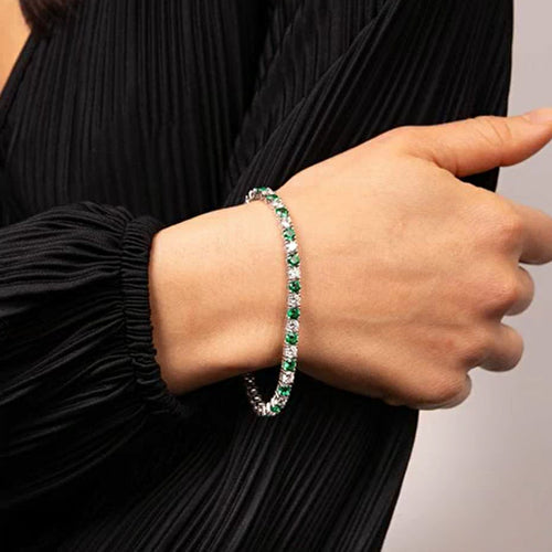 Diamonfire Green & White Cubic Zirconia Tennis Bracelet