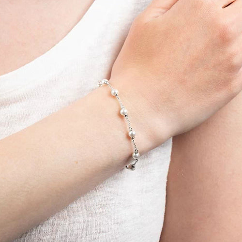 Diamonfire Silver Pearl Station Bracelet