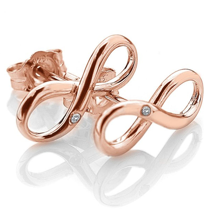Hot Diamonds Silver Rose Gold Plate Infinity Earrings DE472
