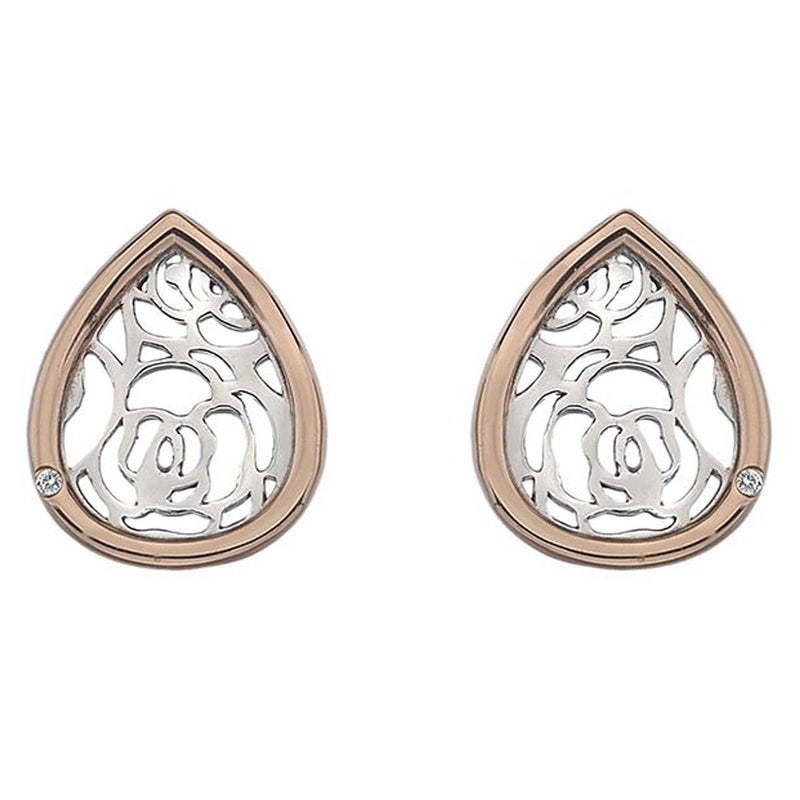 Hot Diamonds Faith Teardrop Rose Gold Plated Accents Earrings DE529
