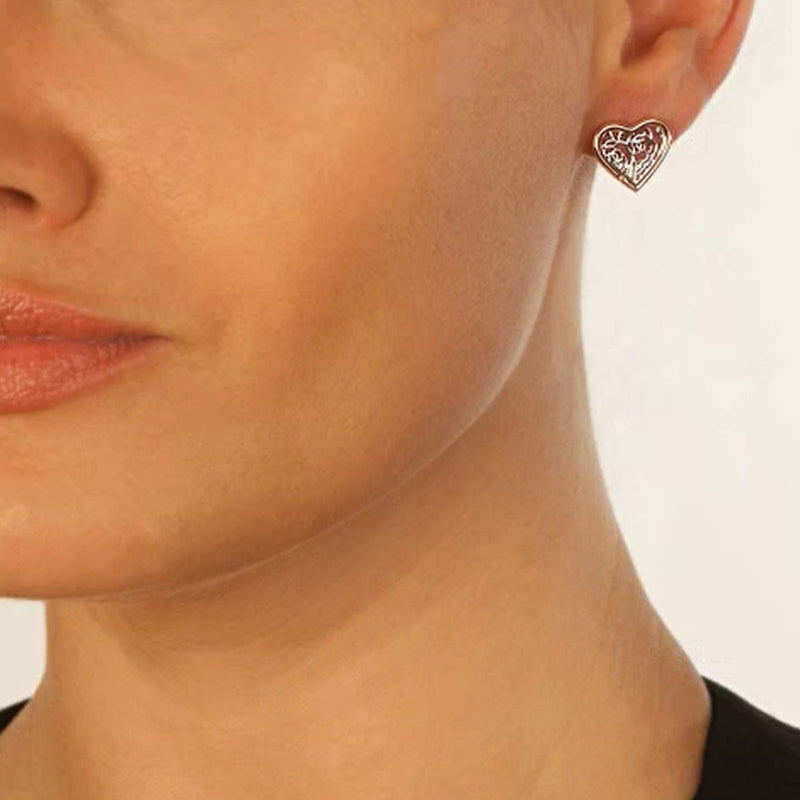Hot Diamonds Silver Two Tone Faith Heart Stud Earring DE530