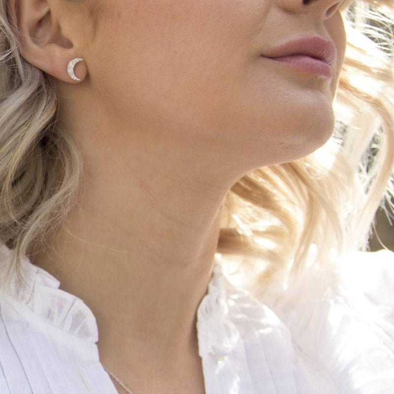 Hot Diamonds Sterling Silver Striking Crescent Stud Earrings DE553
