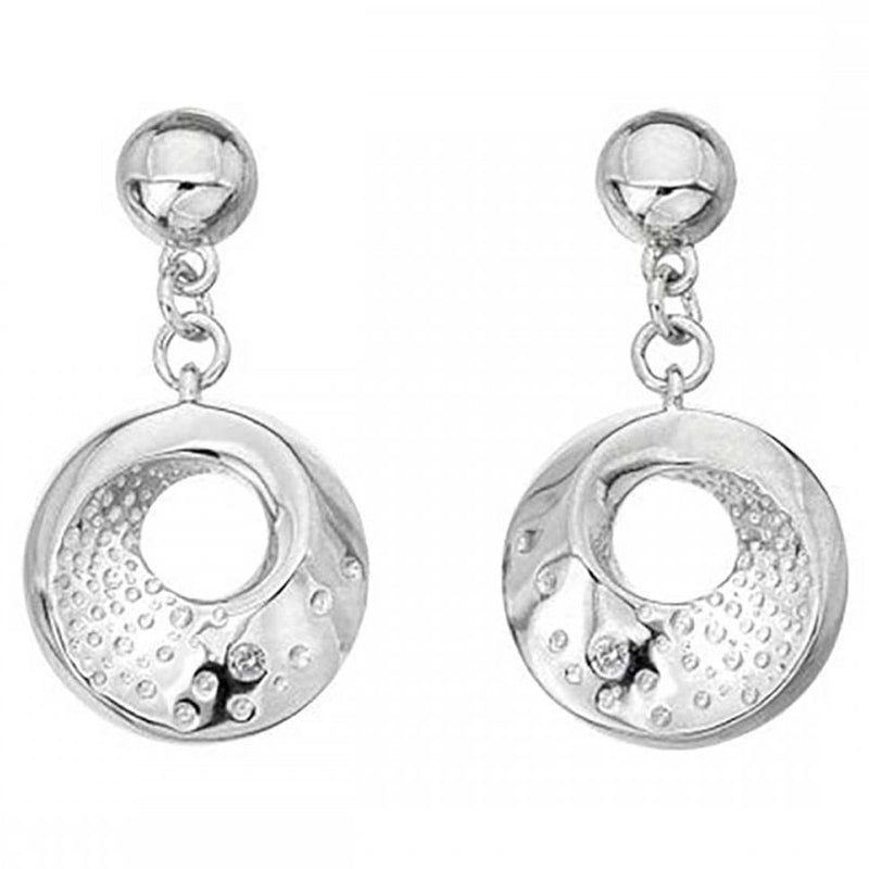 Hot Diamonds Sterling Silver Quest Circle Round Drop Earrings DE649