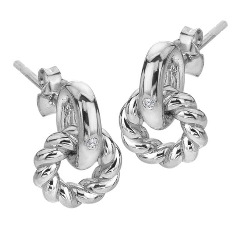 Hot Diamonds Silver Willow Rope Earrings DE804