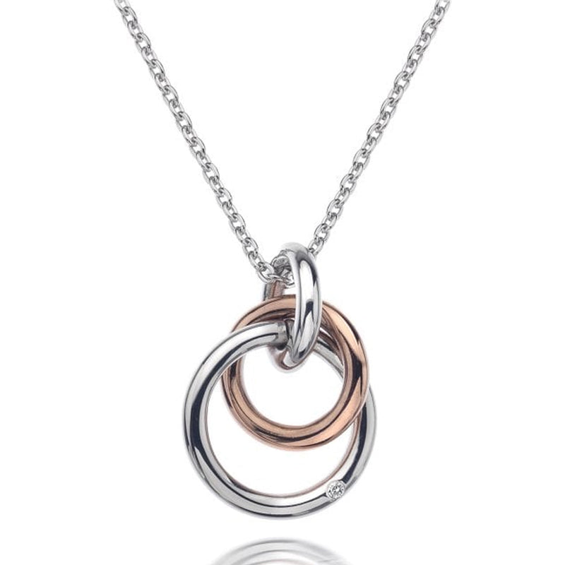 Hot Diamonds Silver Rose Gold Accents Eternal Pendant Necklace DP373