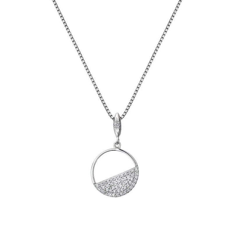 Hot Diamonds Sterling Silver Horizon White Topaz Circle Pendant & Chain DP766