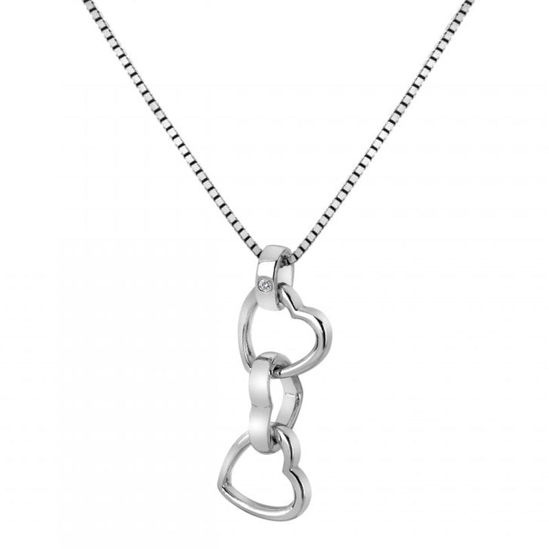 Hot Diamonds Silver Trio Triple Heart Pendant & Chain DP835
