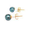 9ct Yellow Gold 6.5-7mm Black Cultured Pearl Stud Earrings