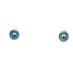 9ct Yellow Gold 6.5-7mm Black Cultured Pearl Stud Earrings
