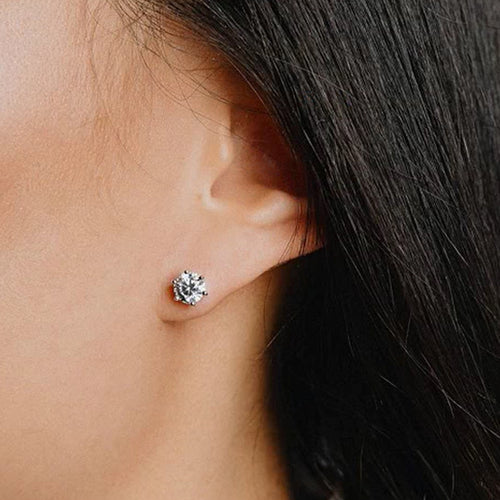 Diamonfire Silver Cubic Zirconia 1.50ct Solitaire Stud Earrings