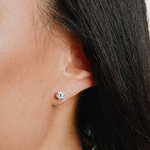 Diamonfire Silver Cubic Zirconia 1ct Solitaire Stud Earrings