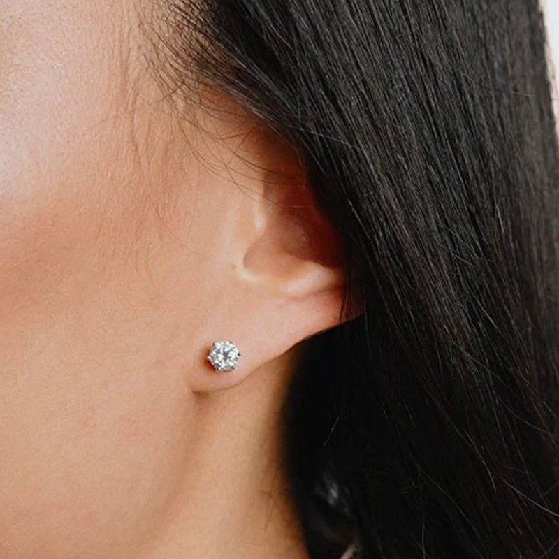 Diamonfire Silver Cubic Zirconia 1ct Solitaire Stud Earrings