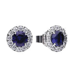 Diamonfire Silver Blue & Clear Cubic Zirconia Stud Earrings