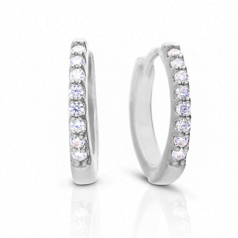 Diamonfire Silver Cubic Zirconia Hinge Hoop Earrings