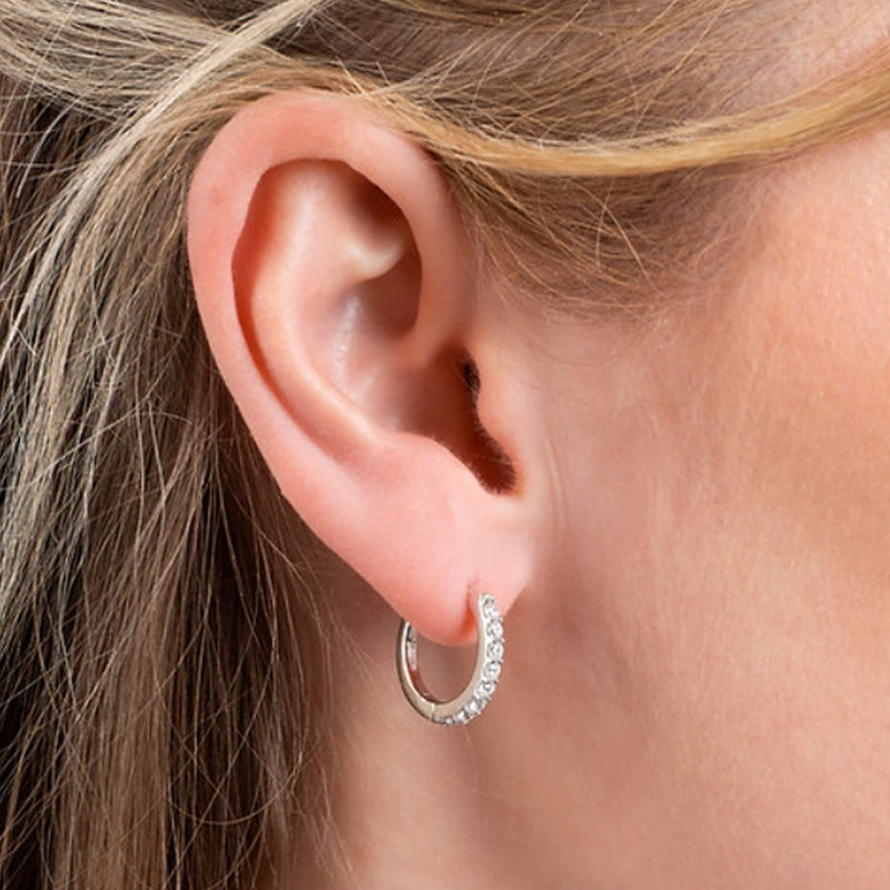 Diamonfire Silver Cubic Zirconia Hinge Hoop Earrings