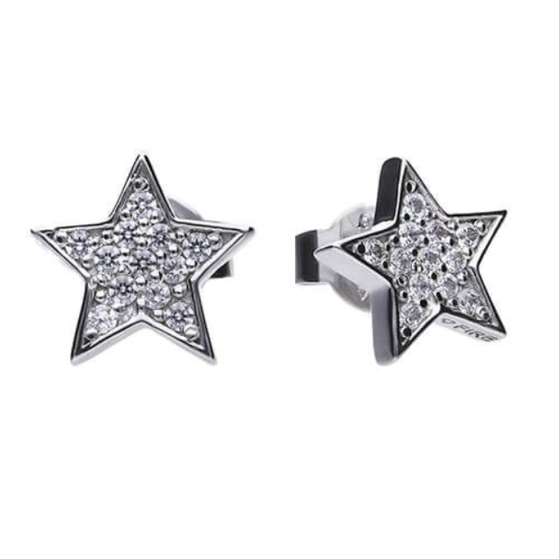 Diamonfire Silver Cubic Zirconia Star Stud Earrings
