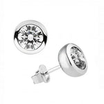 Diamonfire Silver 0.50ct Cubic Zirconia Bezel Set Solitaire Stud Earrings
