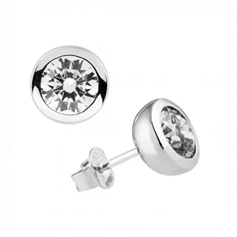 Diamonfire Silver 0.50ct Cubic Zirconia Bezel Set Solitaire Stud Earrings