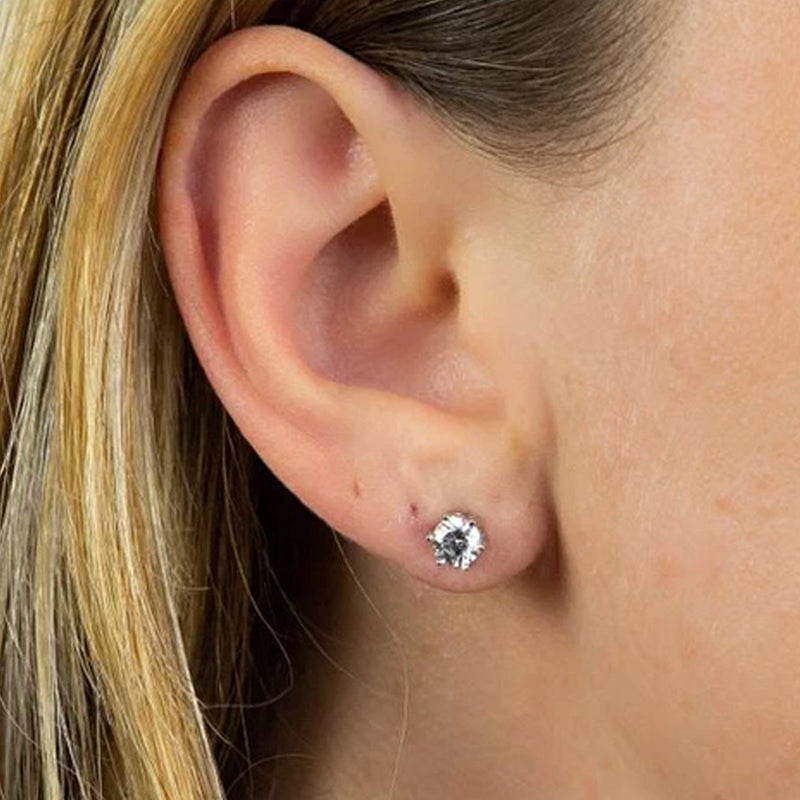 Diamonfire Silver Cubic Zirconia 0.50ct Solitaire Stud Earrings