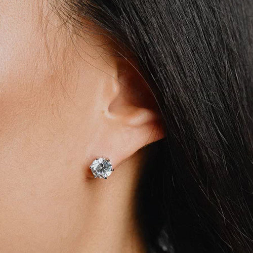 Diamonfire Silver Cubic Zirconia 2ct Solitaire Stud Earrings