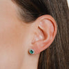 Diamonfire Silver Green & White Cubic Zirconia Cluster Stud Earrings