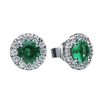 Diamonfire Silver Green & White Cubic Zirconia Cluster Stud Earrings