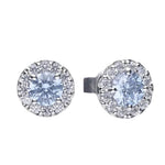 Diamonfire Silver Light Blue & White Cubic Zirconia Round Cluster Stud Earrings