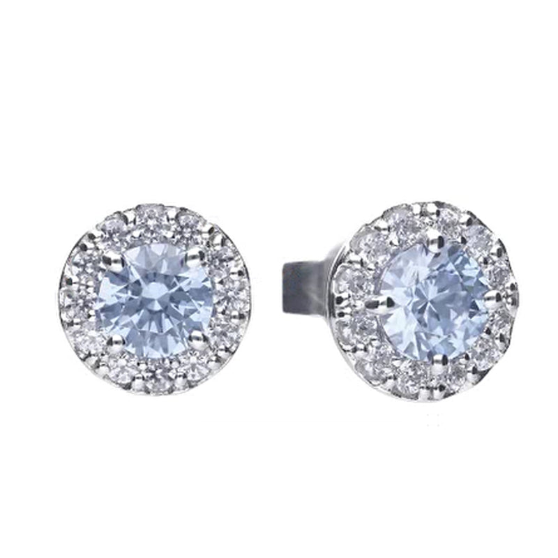 Diamonfire Silver Light Blue & White Cubic Zirconia Round Cluster Stud Earrings