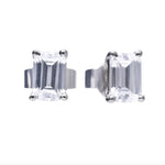 Diamonfire Silver Emerald Cut Cubic Zirconia Stud Earrings