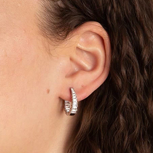 Diamonfire Silver Cubic Zirconia Statement Hoop Earrings