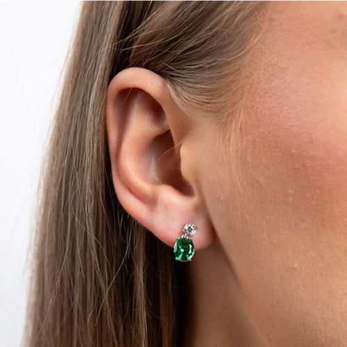 Diamonfire Green & Clear Cubic Zirconia Drop Earrings