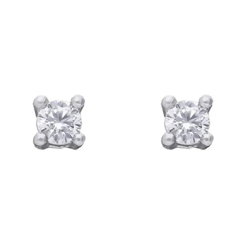 Diamonfire Silver 2mm Cubic Zirconia Solitaire Stud Earrings