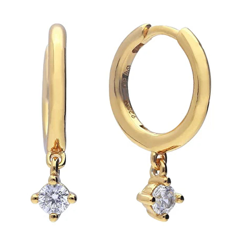 Diamonfire Silver Gold Plated Cubic Zirconia Hoop Drop Earrings