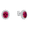 Diamonfire Red & Clear Cubic Zirconia Oval Cluster Stud Earrings