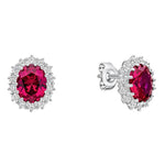 Diamonfire Red & Clear Cubic Zirconia Oval Cluster Stud Earrings