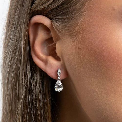 Diamonfire Silver Teardrop and Marquise Drop Earrings