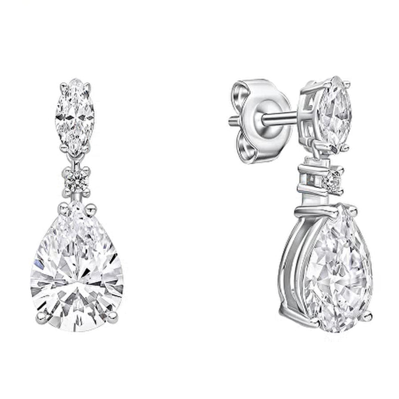 Diamonfire Silver Teardrop and Marquise Drop Earrings