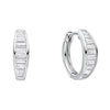 Diamonfire Silver Baguette Cut Channel Set Hoop Earrings