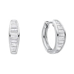 Diamonfire Silver Baguette Cut Channel Set Hoop Earrings