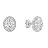 Diamonfire Silver Oval Halo Cubic Zirconia Stud Earrings