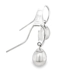 9ct White Gold 7.5-8mm Pale Grey Freshwater Pearl Drop Earrings