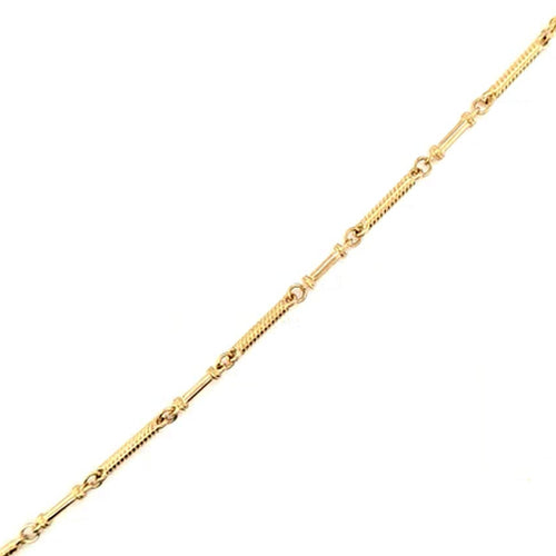 9ct Yellow Gold 18" Twist & Plain Bar Chain Necklace