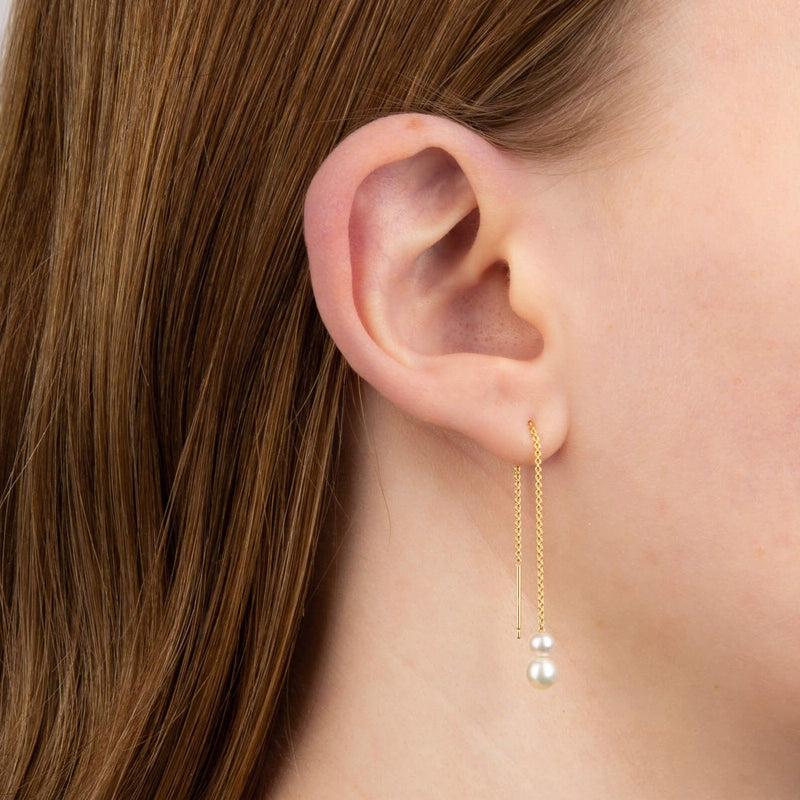 9ct Yellow Gold Pull Through Pearl Drop Earrings – Hemstock's